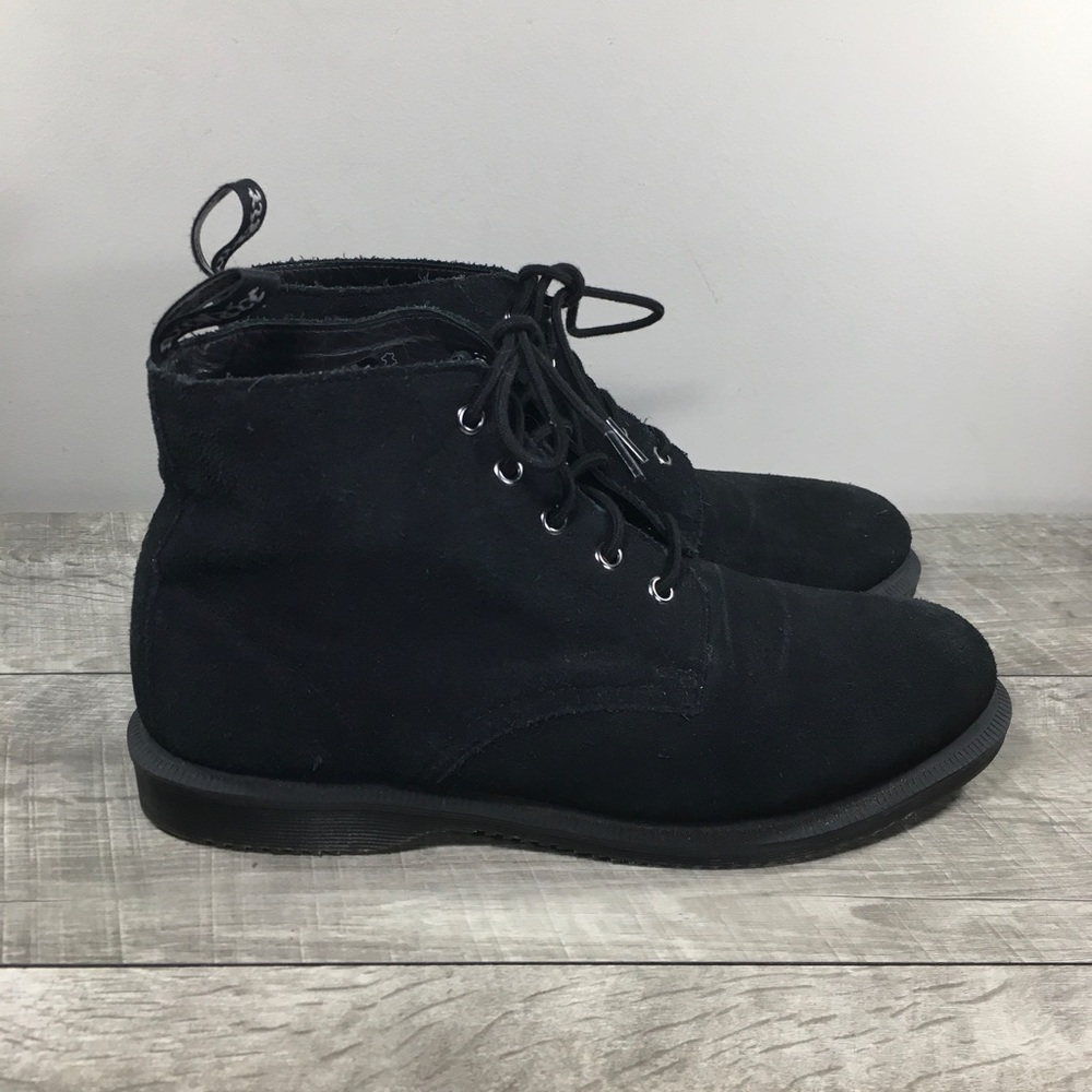 Dr Doc Martens Emmeline Black Suede Leather Combat Women’s Boots Size UK 8 US 10